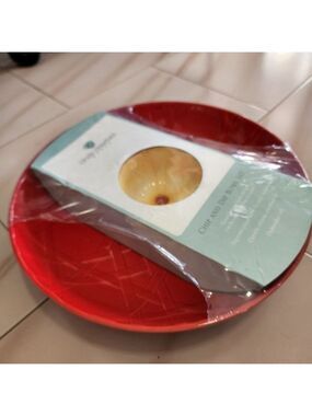NEW Cindy‎ Crawford Chip and Dip Bowl Set Red Yellow Floral